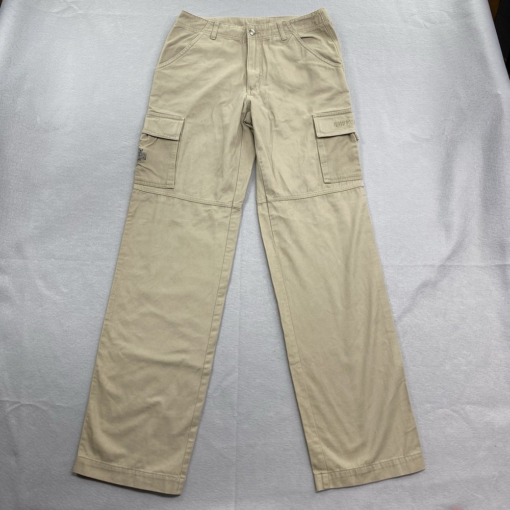 Harley Davidson Pants Mens 30x36 Beige Cargo Straight Leg Biker Moto